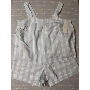 NWT! Calypso St Barth 100% Cotton Pajama Set Luxurious!! White/Blue Stripe Sm